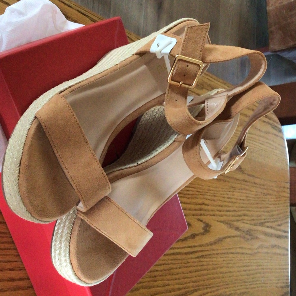 Tan Suede Wedge Sandals